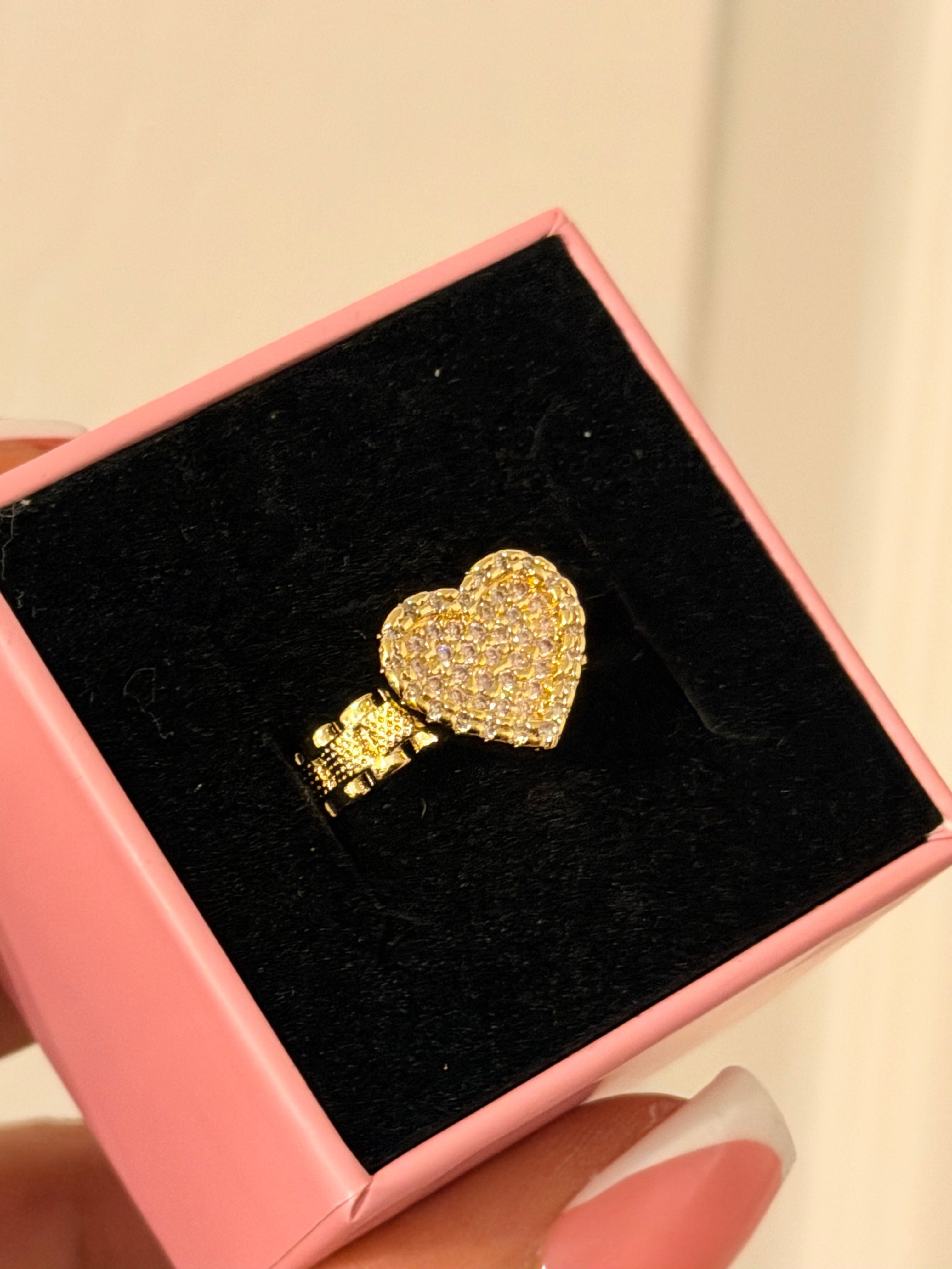 White Cluster Heart Ring
