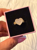 Pink Cluster Heart Ring