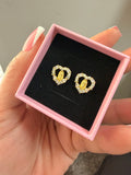 Virgin Mary Heart Stud Earrings